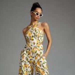 Farm Rio Halter Cutout Wide-Leg Jumpsuit